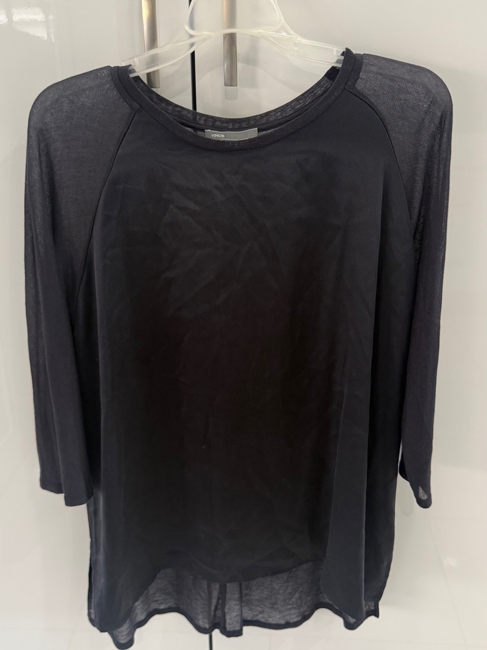 Vince Dark Blue Silk Crewneck Top